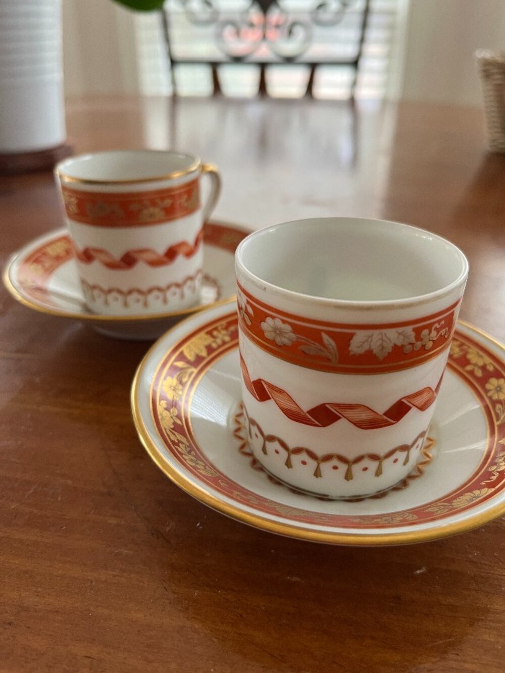 Ginori 1735 Pincio Red Demitasse Espresso Cup & Saucer Vintage